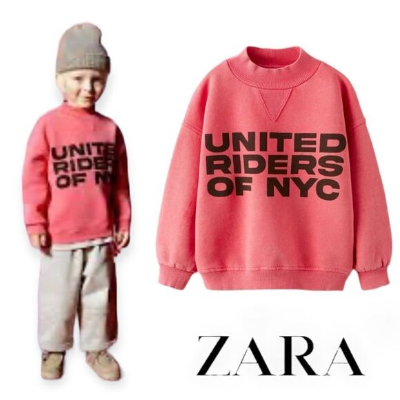 ZARA Kids | Reddish | TEXT PRINT SWEATSHIRT - Picture 1 of 8